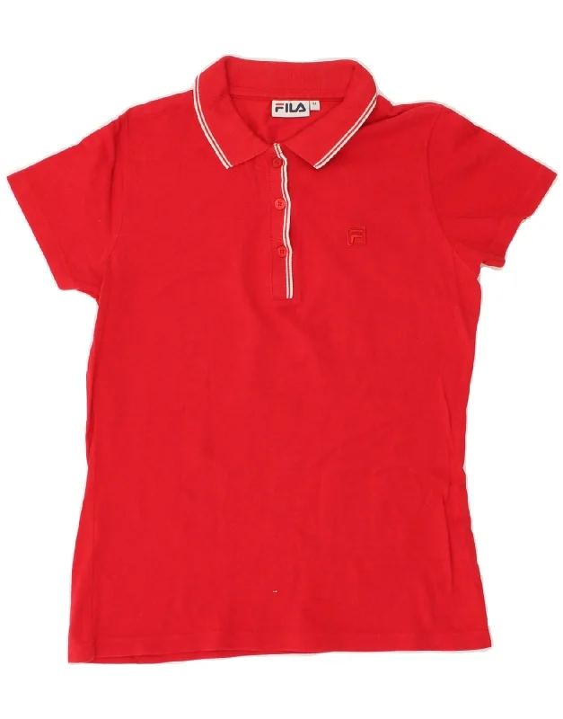 FILA Womens Polo Shirt UK 12 Medium Red Modern Fit Short Sleeve