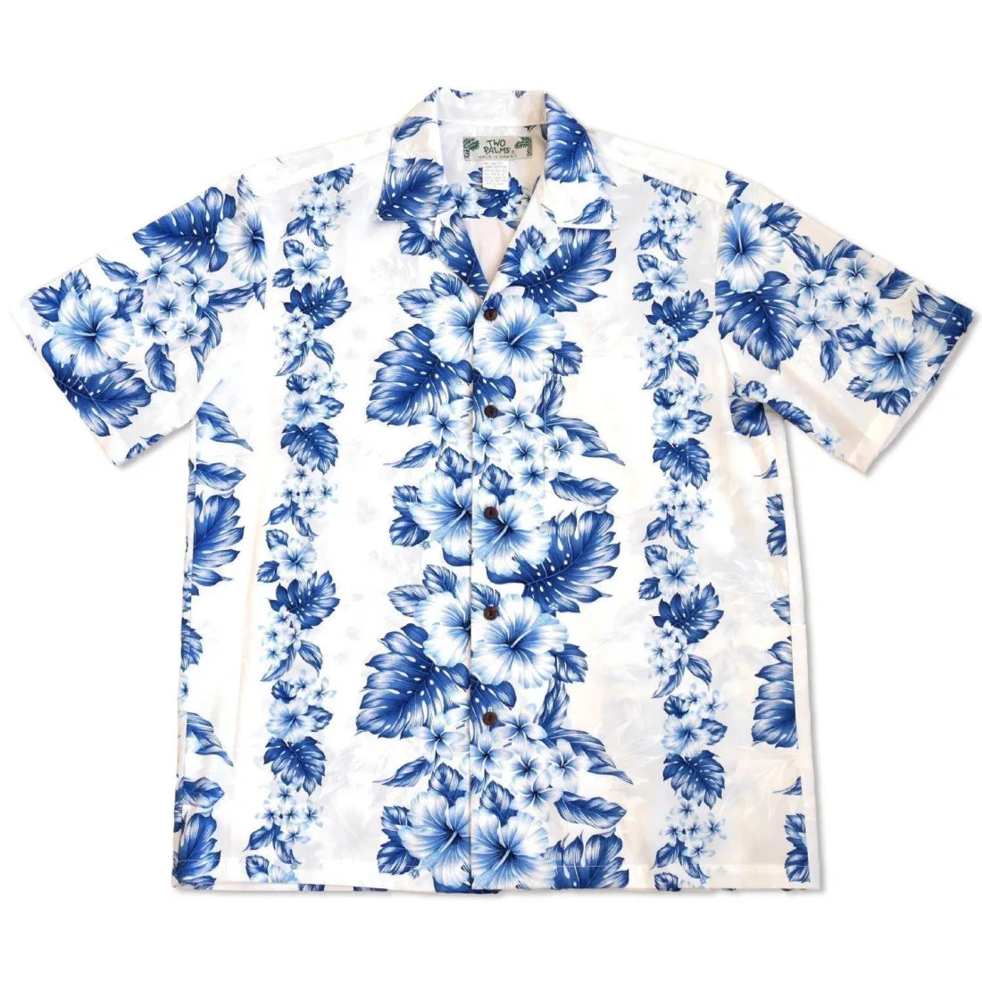 Hanalei White Hawaiian Cotton Shirt Trendy Turtleneck Short Shirt