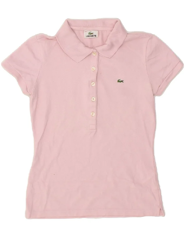 LACOSTE Womens Polo Shirt Size 36 Small Pink Cotton Fashionable Short Sleeve Shirt