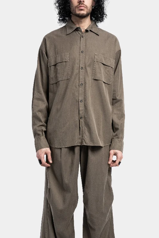 Lightweight oversized shirt, Military green Stylish Short Sleeve Polo