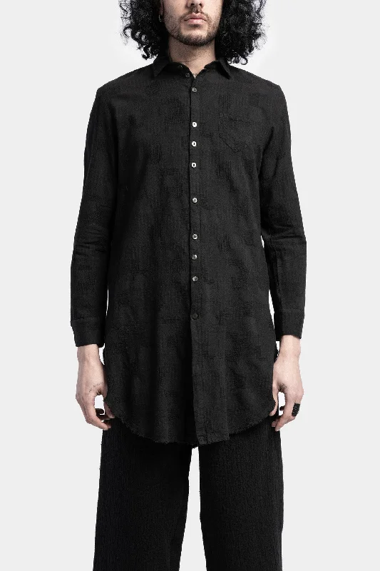 Long lightweight jacquard shirt Comfortable Fitted Short Sleeve