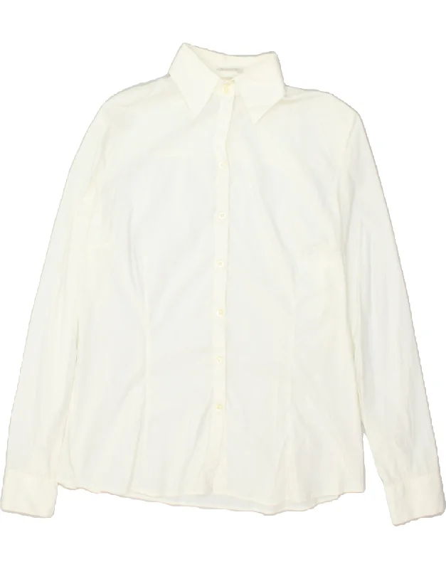 MASSIMO DUTTI Womens Shirt EU 44 XL White Fashionable Pleated Short Shirt