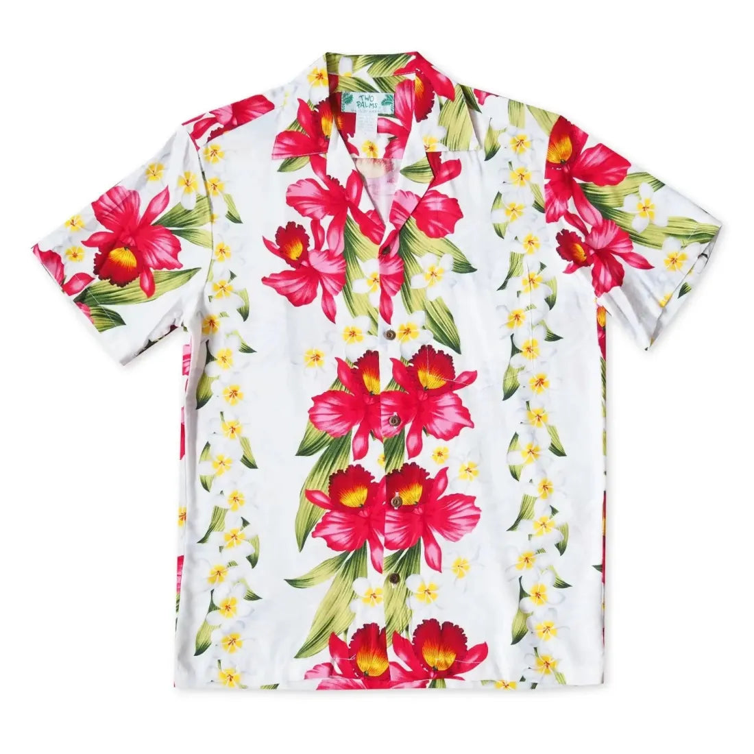 Orchid Play White Hawaiian Rayon Shirt Comfortable Short Sleeve Tee