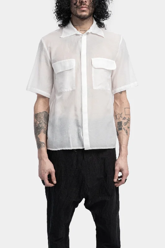 Silk blend short sleeve shirt Fashionable Tied Short Sleeve