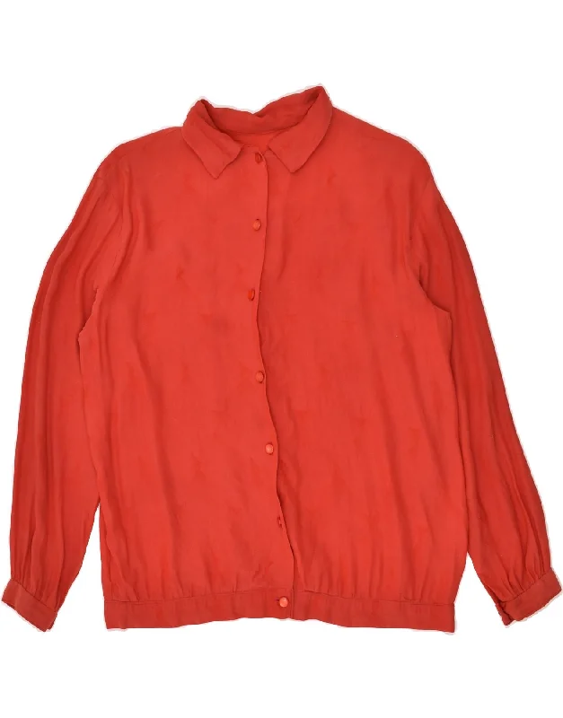 VINTAGE Womens Shirt Blouse UK 16 Large Red Classic Basic Short Shirt