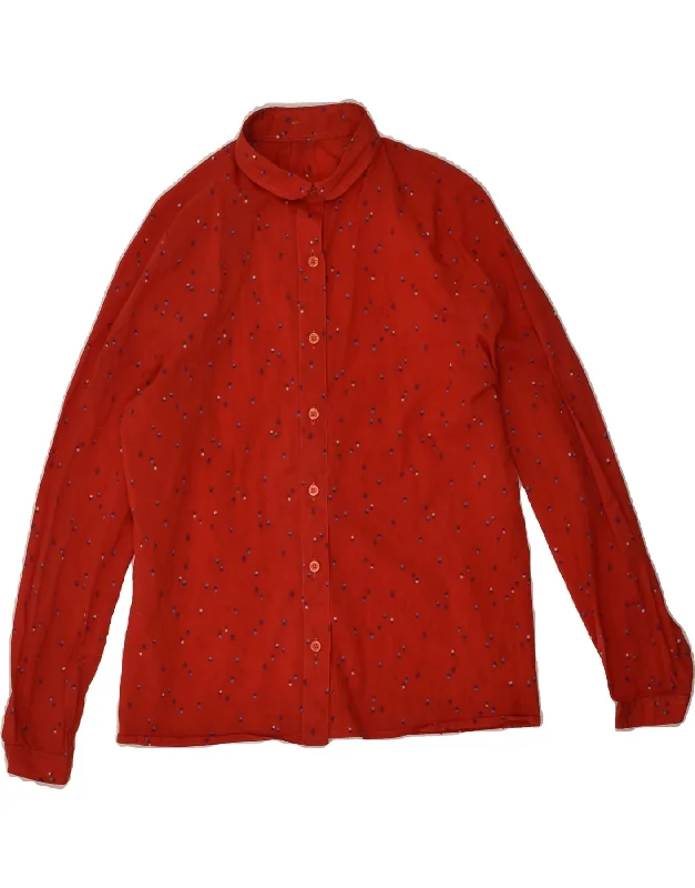 VINTAGE Womens Shirt UK 16 Large Red Spotted Comfortable Fit Short Shirt