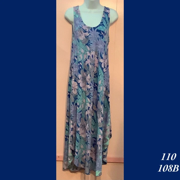 Rainbow Jo Sundress Resort Wear Floral Print Midi Dress - 110X - 108B Comfortable Denim Midi Dress