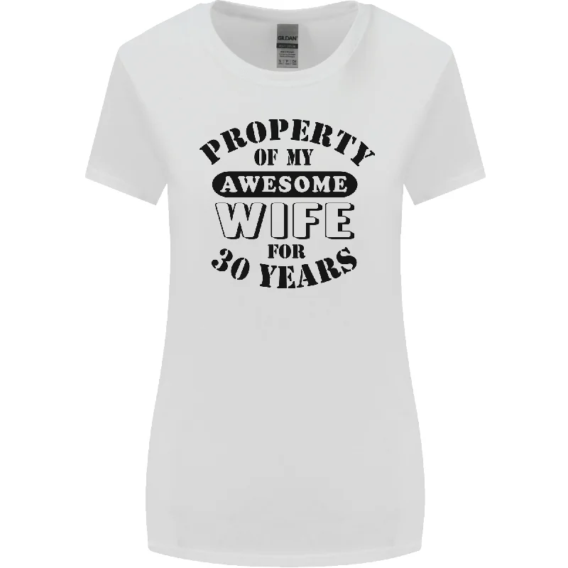 30th Wedding Anniversary 30 Year Funny Wife Womens Wider Cut T-Shirt Nylon Fabric Polyester Fabric Spandex Fabric