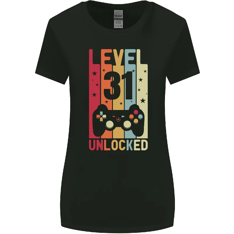 31st Birthday 31 Year Old Level Up Gaming Womens Wider Cut T-Shirt Lace Blend Ribbed Blend Corduroy Blend