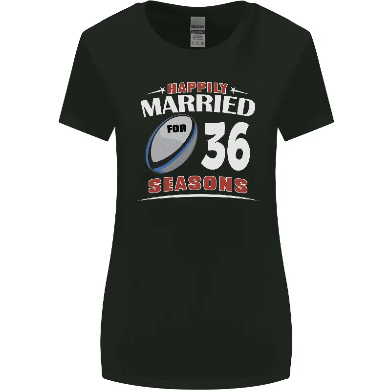 36 Year Wedding Anniversary 36th Rugby Womens Wider Cut T-Shirt Mesh Blend Leather Blend Suede Blend