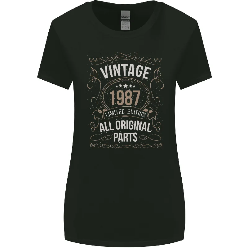 36th Birthday Limited Edition 1987 Womens Wider Cut T-Shirt Chenille Fabric Brocade Fabric Lace Fabric