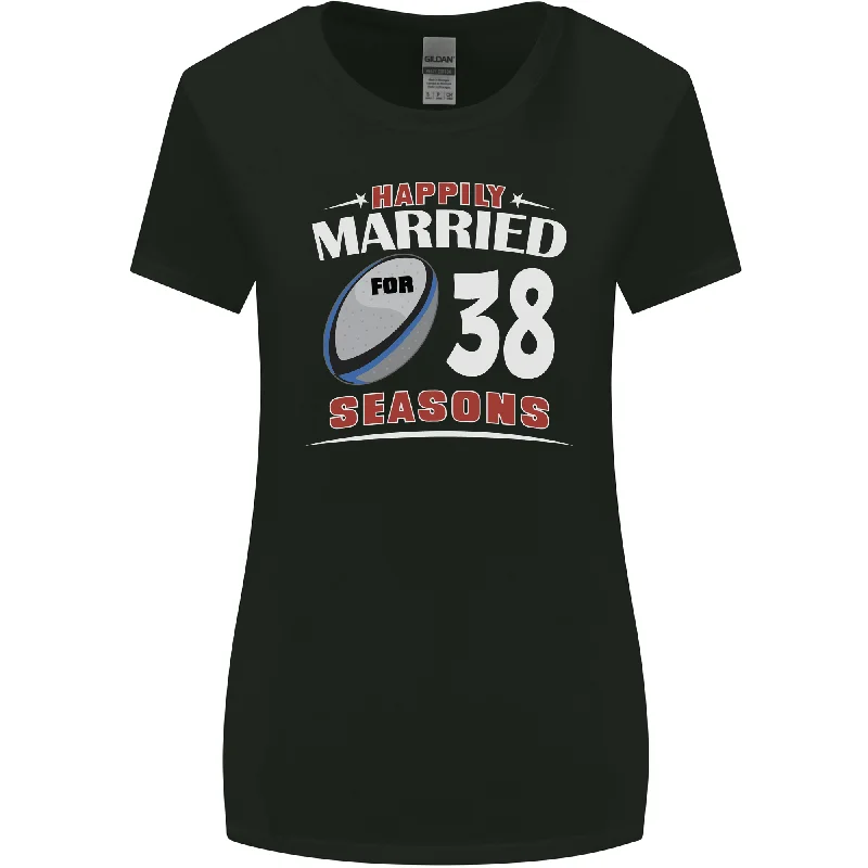 38 Year Wedding Anniversary 38th Rugby Womens Wider Cut T-Shirt Solid Color Striped Floral