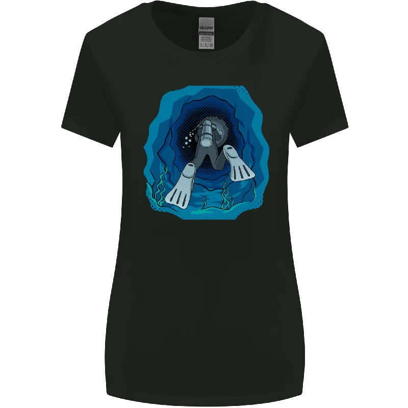 3D Scuba Diver Diving Womens Wider Cut T-Shirt Chenille Blend Fleece Blend Nylon Blend