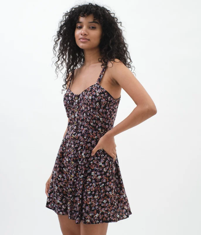 Aeropostale Floral Button-Front Sweetheart Mini Dress*** Classic Casual Mini Dress