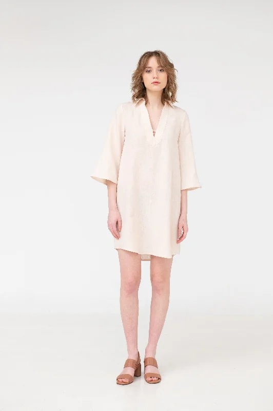 Alexa – V-neck Linen Mini Dress Casual V-Neck Mini Dress