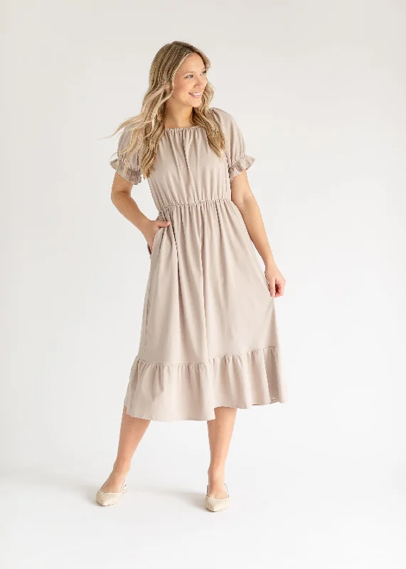 Amy Puff Sleeve Midi Dress - FINAL SALE Fashionable Chiffon Midi Dress