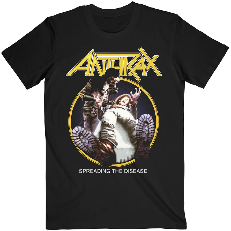 Anthrax | Official Band T-Shirt | Spreading The Disease Track list (Back Print) Hooded Caped Shawl Collar