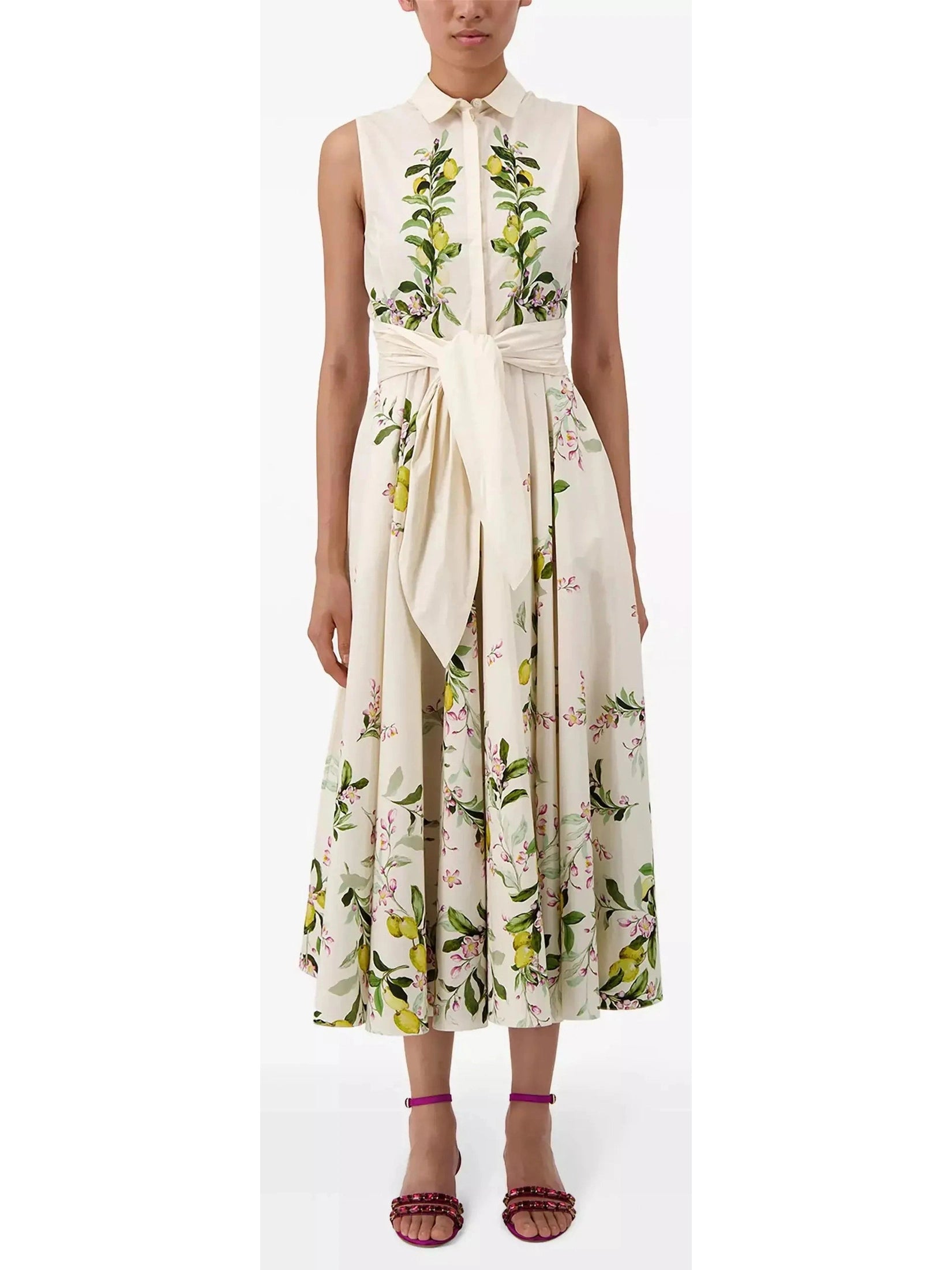 Belted Floral-Print Sleeveless Midi Dress Stylish Wraparound Midi Dress