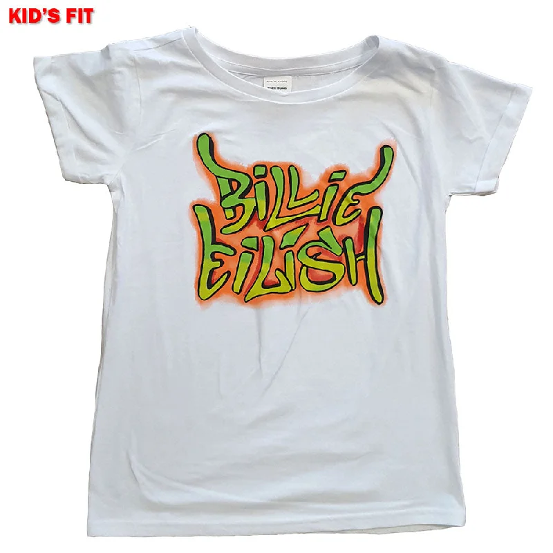 Billie Eilish Kids T-Shirt (Girls): Graffiti Zippered Buttoned Snapped