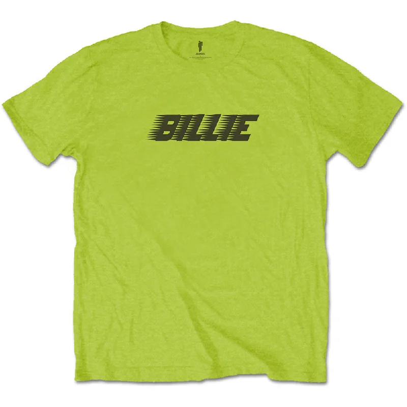 Billie Eilish | Official Band T-Shirt | Racer Logo & Blohsh (Back Print) Ribbed T-Shirt High Neck Heavyweight