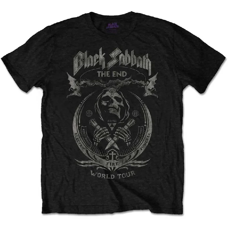 Black Sabbath | Official Band T-Shirt | The End Mushroom Cloud (Distressed) Knit Fabric Woven Fabric Fleece Fabric