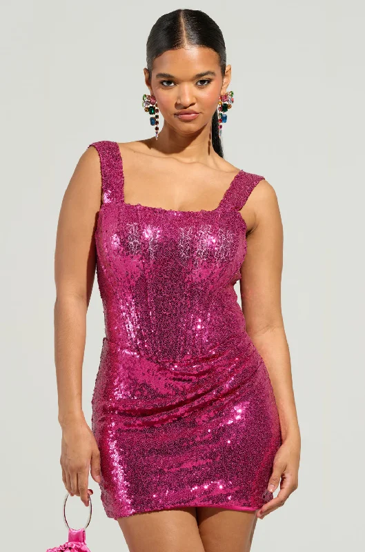 DANCE ALL NIGHT SEQUIN CORSET MINI DRESS Chic Halter Mini Dress