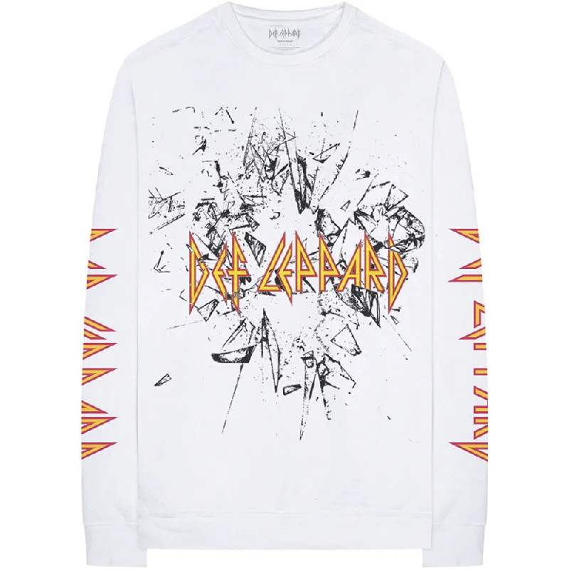 Def Leppard Unisex Long Sleeved T-Shirt: Shatter (Arm Print) Graphic Embroidered Appliqued