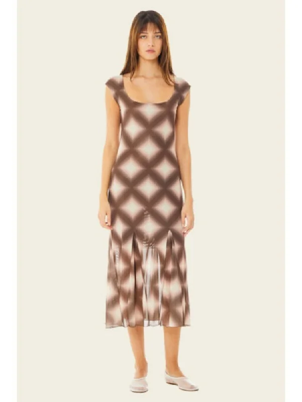 Find Me Now Bitna Mesh Midi Dress Comfortable Geometric Print Midi Dress