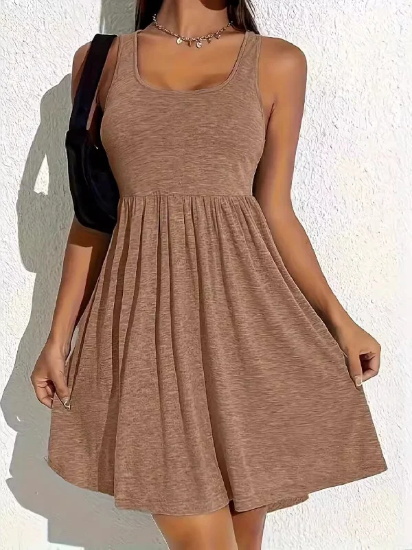 Full Size Square Neck Sleeveless Mini Dress Cozy Wraparound Mini Dress