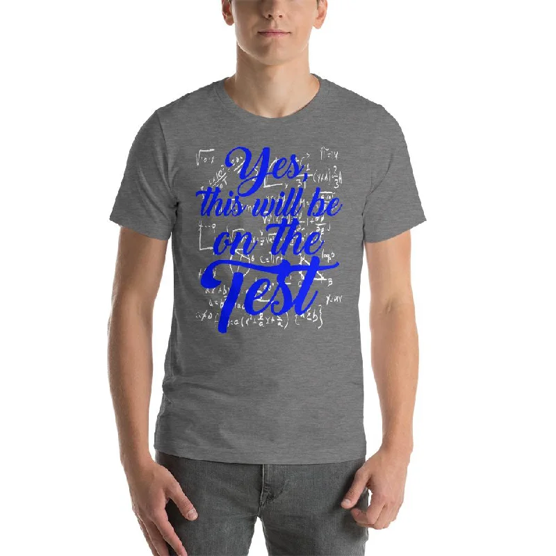 Funny Teacher Gift T-Shirt - It's On the Test Houndstooth Herringbone Solid