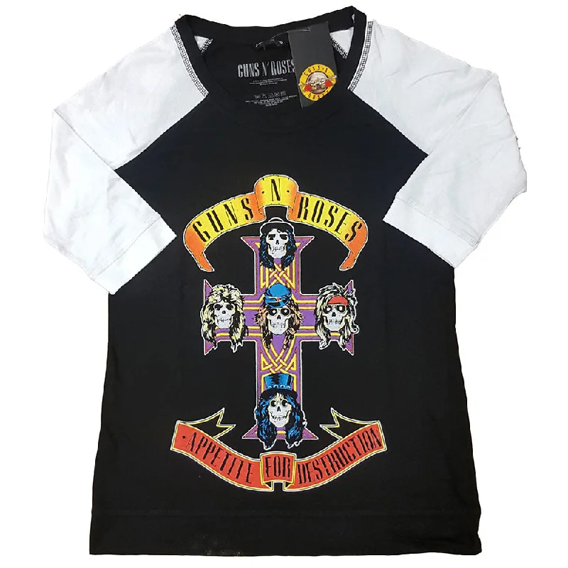 Guns N' Roses Unisex Raglan T-Shirt: Appetite For Destruction Fitted T-Shirt Seamless Stretchy