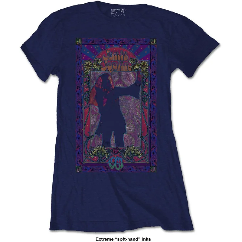 Janis Joplin T-Shirt: Paisley & Flowers Frame (Soft Hand Inks) Graphic T-Shirt Round Neck Polyester