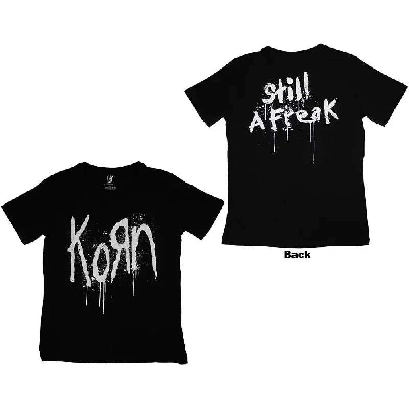 Korn | Official Band Ladies T-Shirt | Still A Freak (Back Print) Collared Crew Neck Turtle Neck