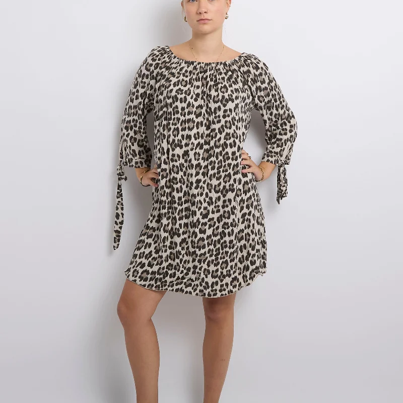 Leopard Print Off The Shoulder Midi Dress-UK 12 Stylish Halter Neck Midi Dress