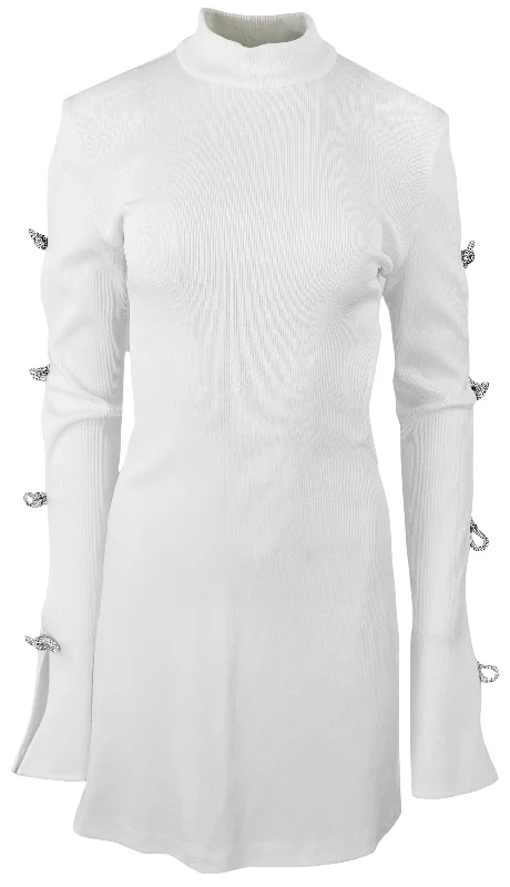 Mach & Mach Cut-Out Mini Dress in White Comfortable Bodycon Mini Dress