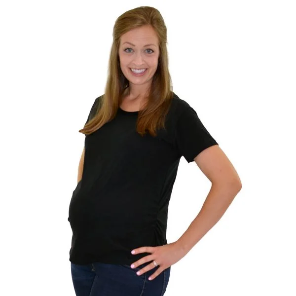 Maternity Poly/Cotton Blend Short Sleeve Tee Modern Contemporary Chic