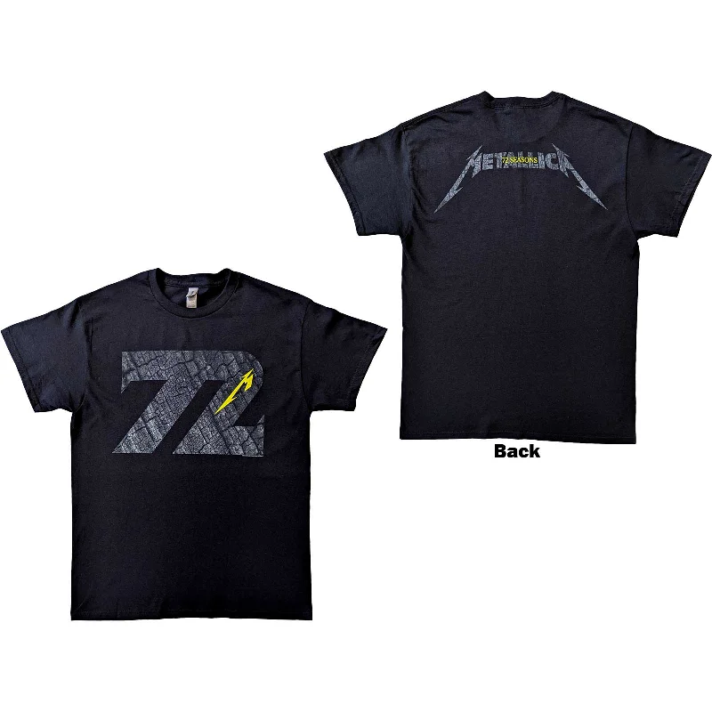 Metallica | Official Band T-Shirt | 72 Seasons Charred Logo (Back Print) Collared Crew Neck Turtle Neck