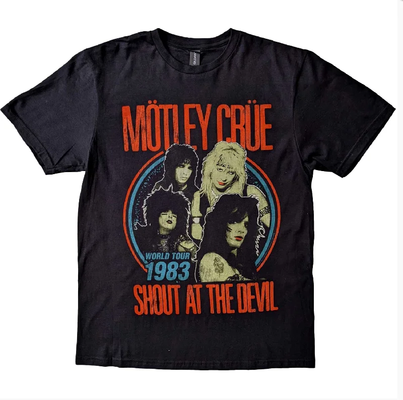 Motley Crue | Official Band T-Shirt | Vintage World Tour Devil Fitted T-Shirt Seamless Stretchy