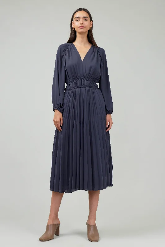 NYLAND Marianne Pleated Midi Dress Fashionable Casual Midi Dress