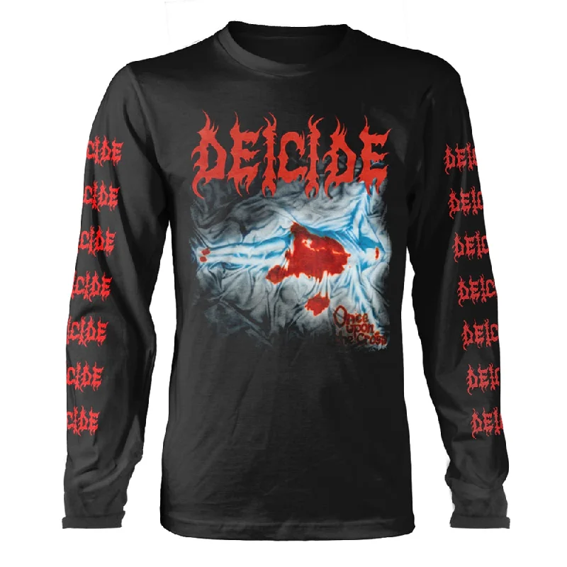 Deicide Unisex Long Sleeved T-shirt: Once Upon The Cross (Black) Mesh Fabric Canvas Fabric Denim Fabric