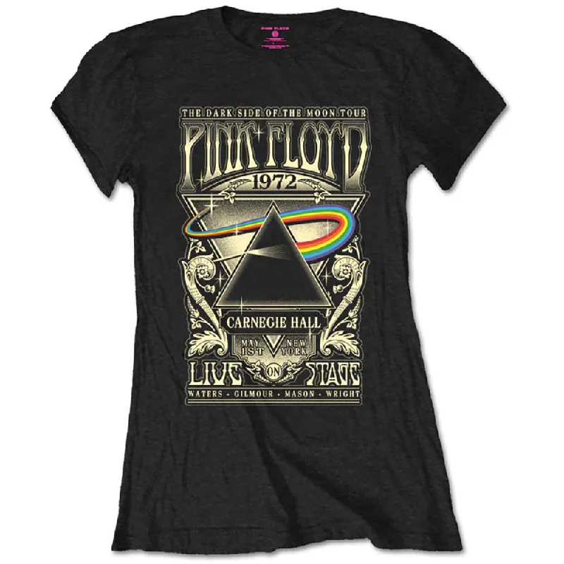 Pink Floyd Ladies T-Shirt: Carnegie Hall Poster Anti-Shrink Durable Soft