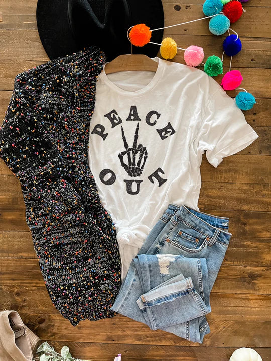 "Peace Out" by Blakeley - Graphic Tee Polka Dot Checkered Tartan