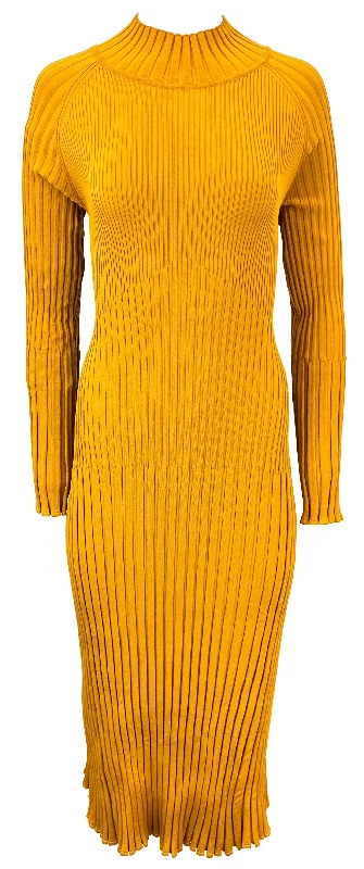 Proenza Schouler Rib-Knit Midi Dress in Gold Comfortable Floral Print Midi Dress