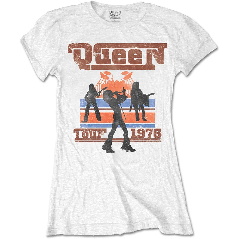 Queen Ladies T-Shirt: 1976 Tour Silhouettes Knit Fabric Woven Fabric Fleece Fabric