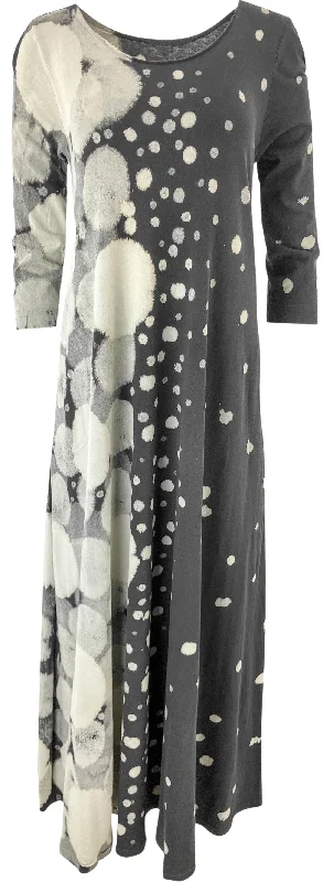 Raquel Allegra Lucy Drama Midi Dress in Antique Black Stylish Long Sleeve Floral Midi Dress