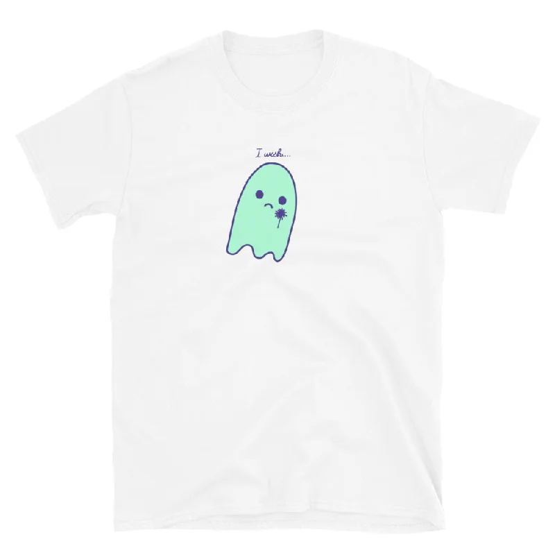 Sad Ghost Comic Dandelion Wish Short-Sleeve Unisex T-Shirt Zippered Front Buttoned Front Snap Front