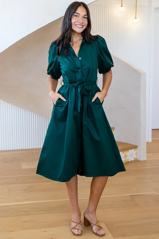 Shannon Midi Dress Dark Emerald Trendy Bodycon Midi Dress