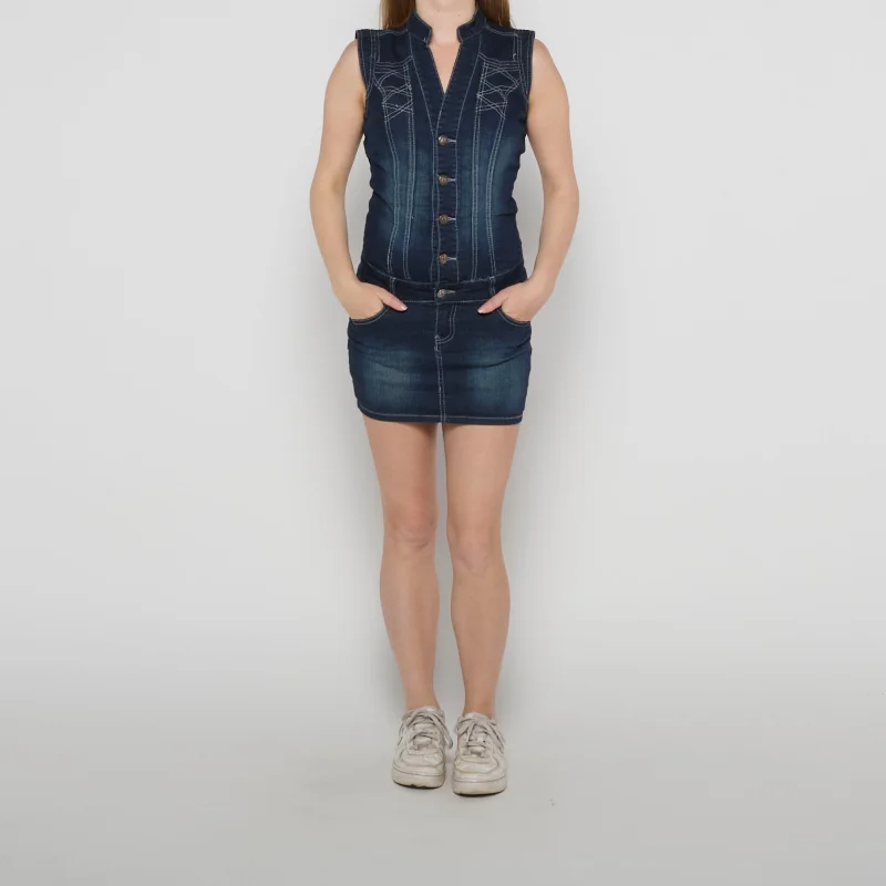 Sleeveless Denim Mini Dress - UK 6 Elegant Tulle Mini Dress