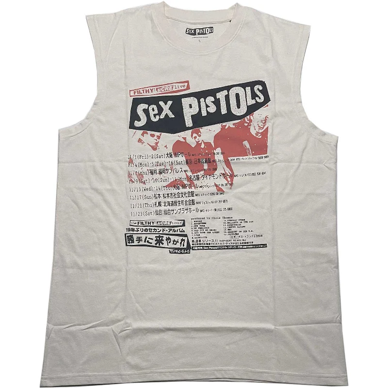 The Sex Pistols Unisex Vest T-Shirt: Filthy Lucre (Diamante) Wool Fabric Cashmere Fabric Tweed Fabric