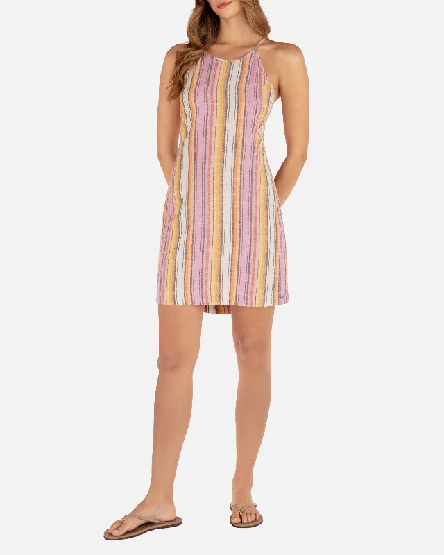 Sunset Stripe Mini Dress Stylish Spaghetti Strap Mini Dress